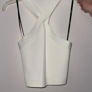 Forever 21 White Ribbed Crop Top